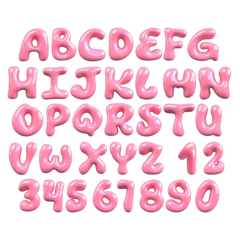 3D Bubbly Letters Clipart PNG Bundle Shiny Bubble Font Alphabet Bubble ...