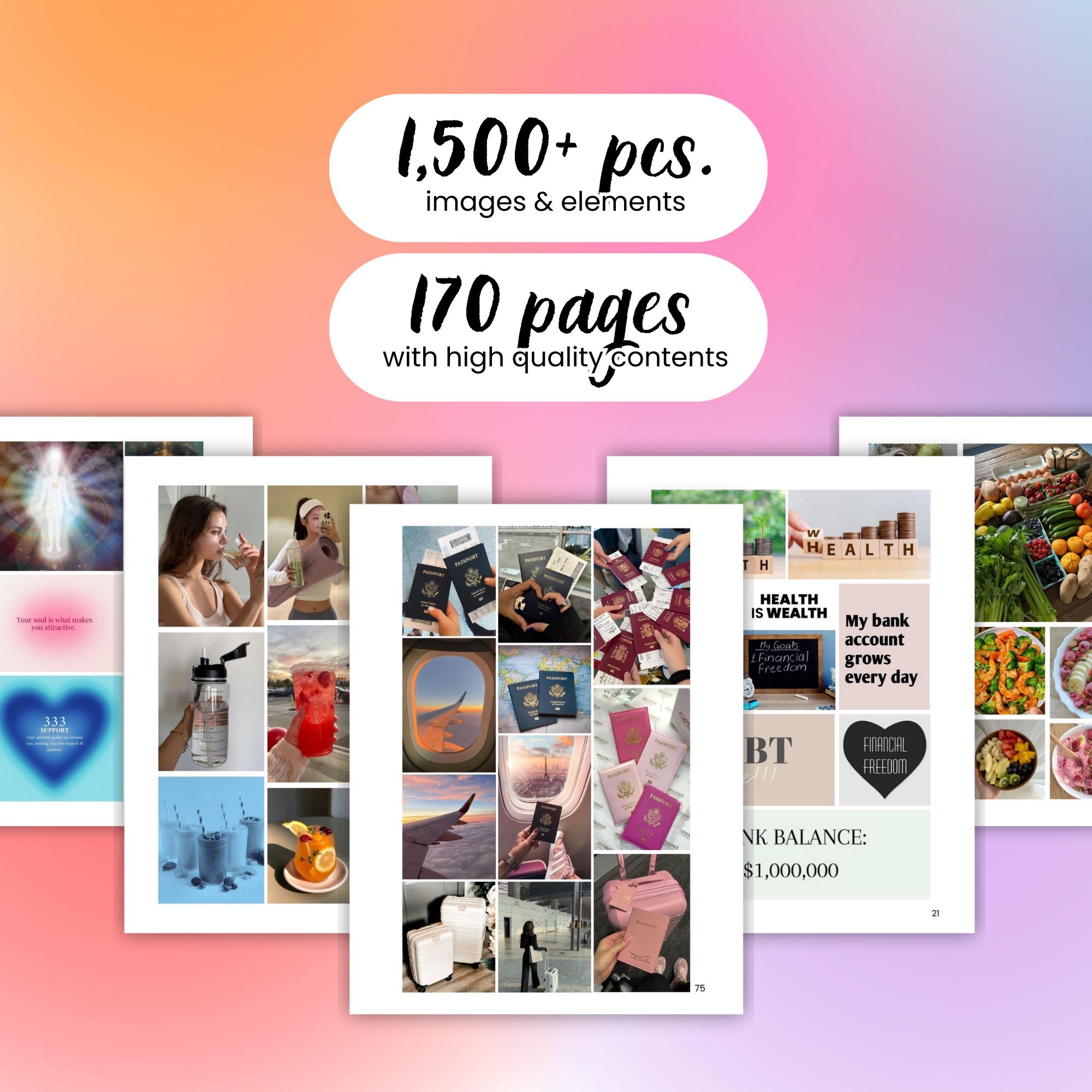 2026 Vision Board Printable Bundle Kit Manifest Happiness Inspiring ...