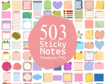 503 Digital Sticky Notes Planner Stickers for Aesthetic Notability Planning Journal Clipart PNG Bundle Post-It Notes Instant Download Ipad