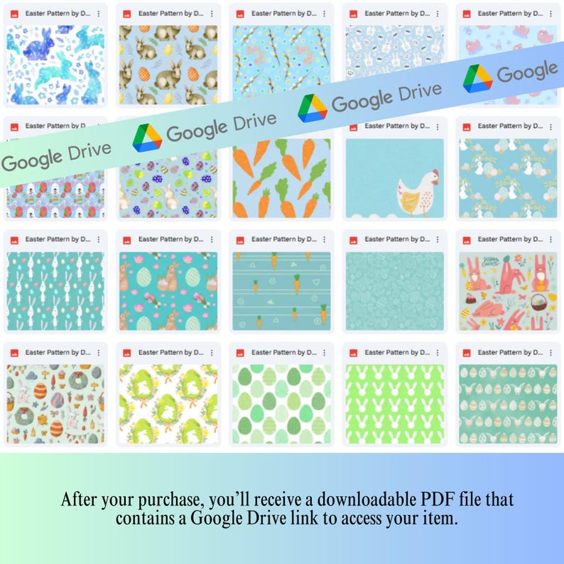 Pastel Easter Bunnies Digital Paper Bundle Seamless Repeat Pattern Cute ...