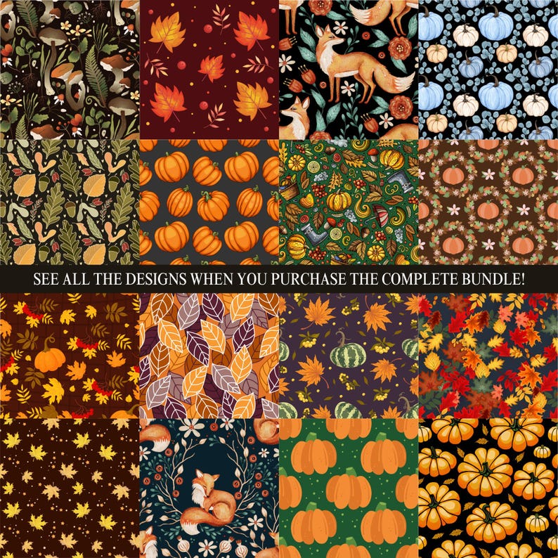 246 Thanksgiving Autumn Printable Paper Seamless Fall Leaves Junk ...