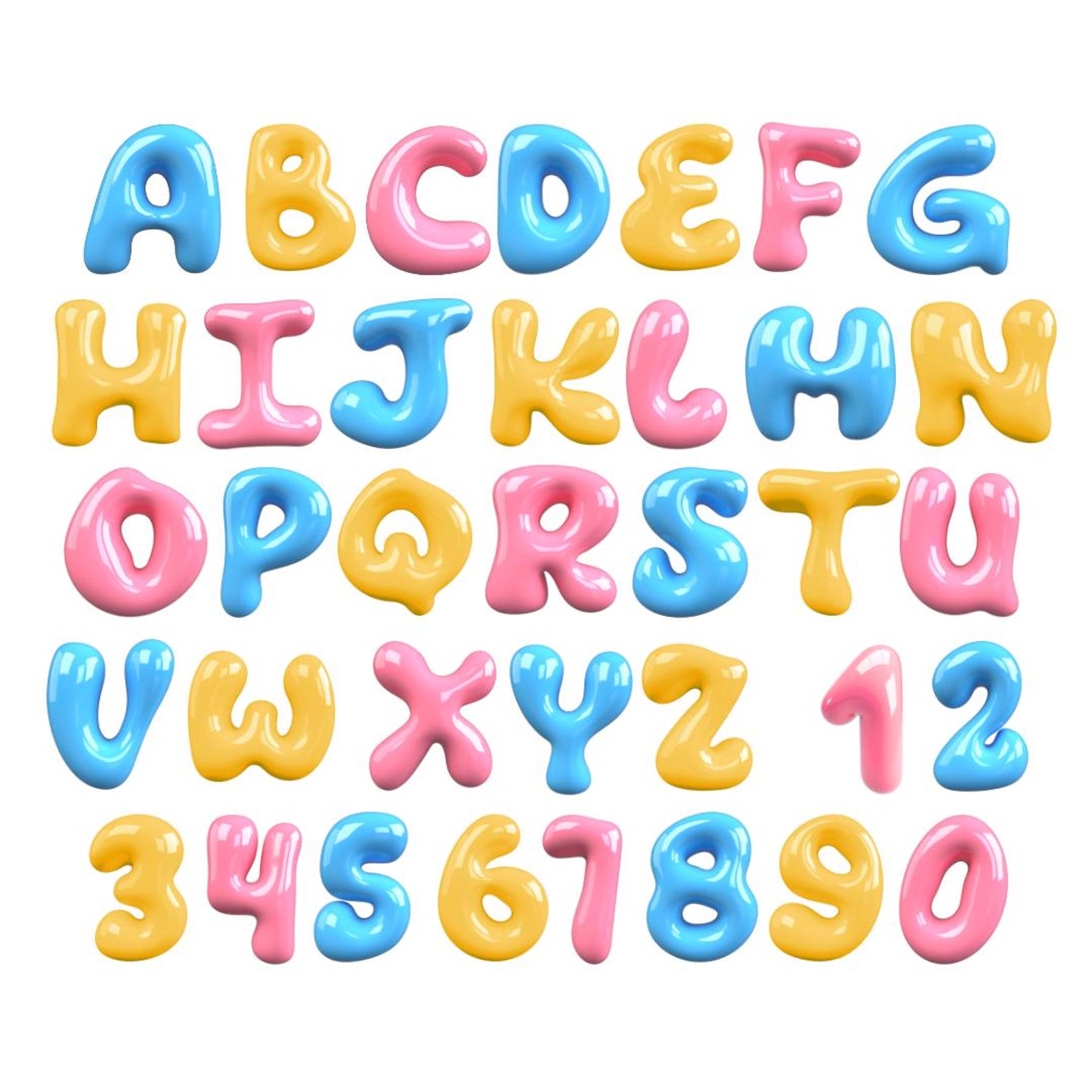 3D Bubbly Letters Clipart PNG Bundle Shiny Bubble Font Alphabet Bubble ...
