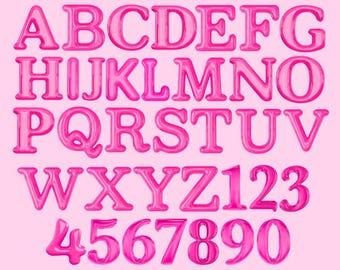 3D Pink Bubbly Alphabet Letters Elegant Pink Clipart PNG Bundle Doodle Monogram Party Sublimation Retro Cute Pink Bubble Inflated Alphabet