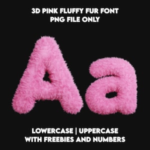 Alphabet duveteux 3D rose police duveteux PNG floue fausse fourrure lettres chiffres & symboles doux et confortable bébé étape importante décoration de chambre d'enfant Clipart rose rose