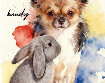 Custom Watercolor Pet Portrait from Photo, Dog Cat Painting, Personalized Pet Gift, Home Decor