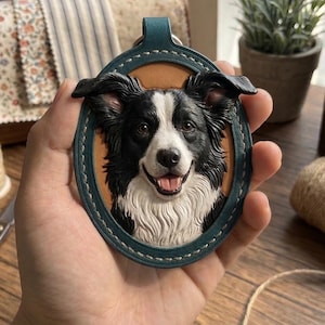Llavero de mascota personalizado con foto, llavero de cuero personalizado, llavero de perro y gato hecho a mano, llavero con foto grabada, adornos para bolsos y llaveros. Oval