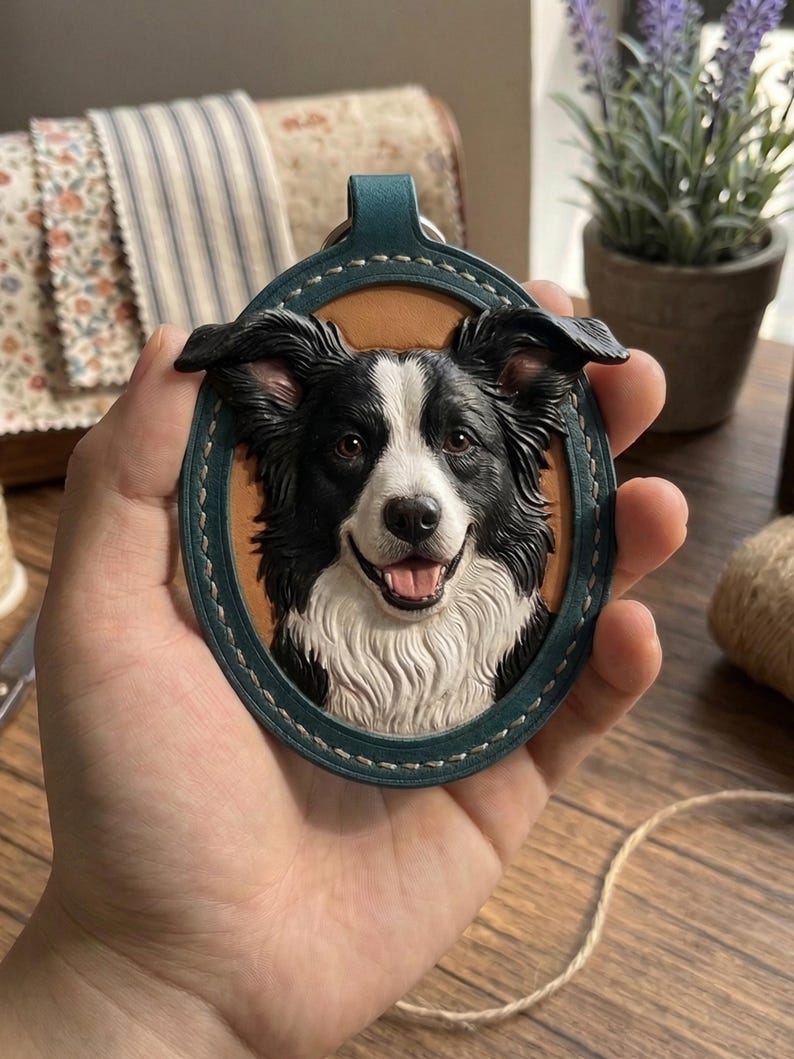 Llavero de mascota personalizado con foto, llavero de cuero personalizado, llavero de perro y gato hecho a mano, llavero con foto grabada, adornos para bolsos y llaveros. Oval