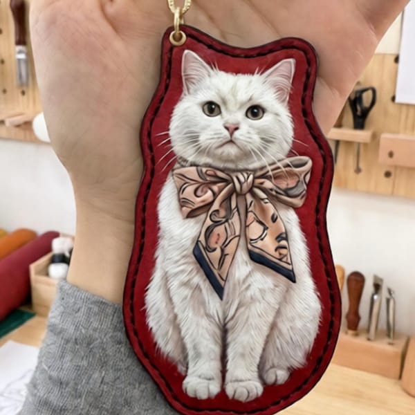 Chaveiro personalizado para seu animal de estimação a partir de foto, chaveiro de couro personalizado, chaveiro artesanal para cães e gatos, pingente para bolsa, lembrança personalizada com foto gravada.