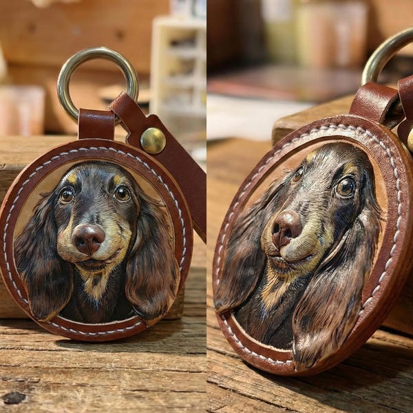 Chaveiro personalizado para animais de estimação, chaveiro de couro personalizado, chaveiro artesanal para cães e gatos a partir de foto, plaquinha de identificação para animais de estimação, chaveiro com foto gravada, pingente para bolsa.