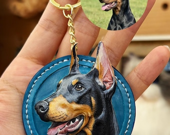 Llavero de mascota personalizado con foto, llavero de cuero personalizado, llavero de perro y gato hecho a mano, llavero con foto grabada, adornos para bolsos y llaveros.