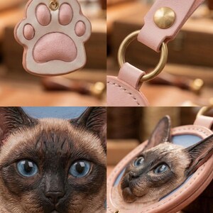 Llavero de mascota personalizado con foto, llavero de cuero personalizado, llavero de perro y gato hecho a mano, llavero con foto grabada, adornos para bolsos y llaveros. imagen 6