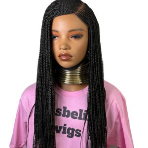 C curve braided wig. Black glueless lace closure braided wig Ready to ship