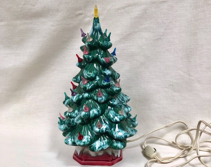 Vintage Lighted Ceramic Christmas Tree, Two Piece, Works, 12 Inch Etsy