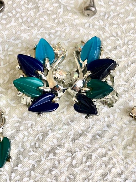 Vintage Aqua Blue Green Necklace Bracelet Earring… - image 3