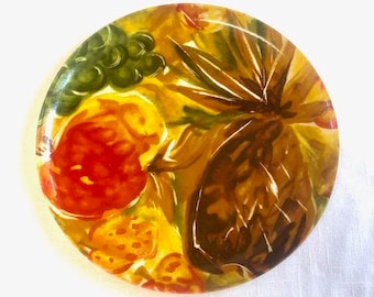 Colorful Vintage Fruit Serving Tray 1970's Fiberglass