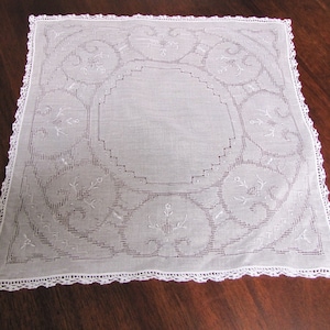 Vintage White on White  Embroidered Hankie
