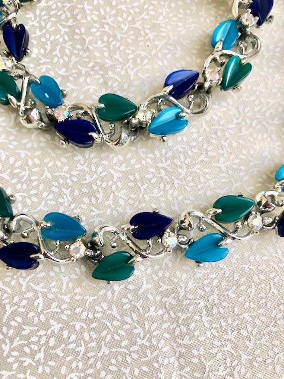 Vintage Aqua Blue Green Necklace Bracelet Earring… - image 6