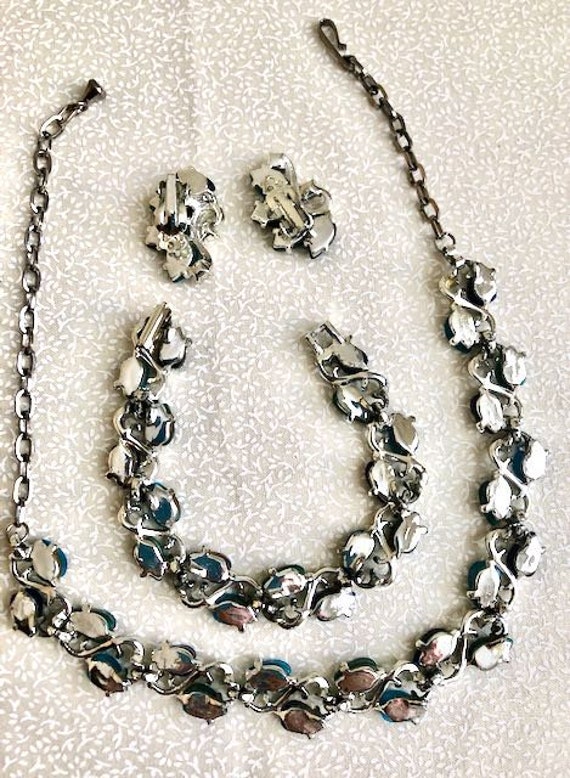 Vintage Aqua Blue Green Necklace Bracelet Earring… - image 7