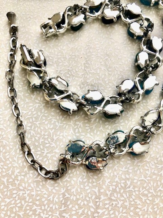 Vintage Aqua Blue Green Necklace Bracelet Earring… - image 8