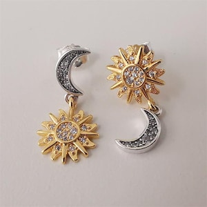 Pandora Earrings Sun and Moon Ear Stud Genuine S925 ALE Etsy