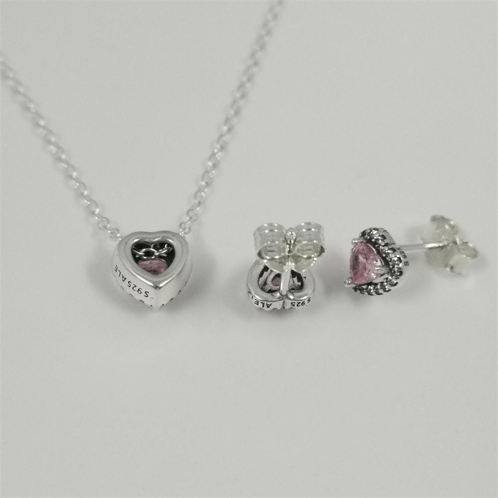 Elevated Heart Earrings Pandora Ring And Earring Set Pink Hearts