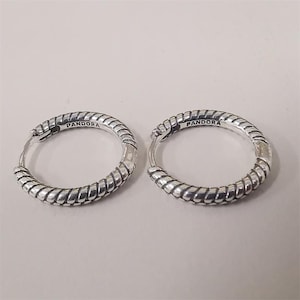Pandora Silver Moments Small Charm Hoop Earrings S925 ALE