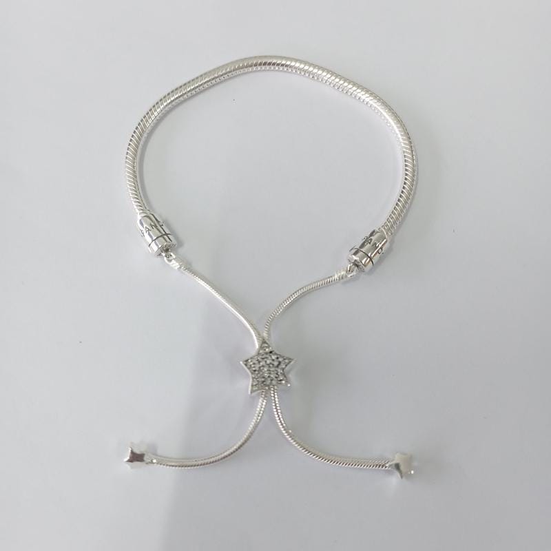 Pandora Moments Pavé Star & Snake Chain Sliding Bracelet