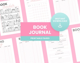 Book Journal Reading Tracker Printable Pages Bundle
