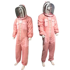 Fato ventilado para apicultura Véu ultra-esgrima de malha de três camadas em rosa (1 x luvas grátis)