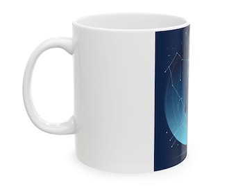 Caneca de café de cerâmica com robô futurista: presente com tema espacial