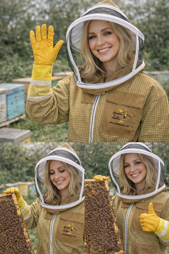 RVSG Three Layer Bee Protection Clothing Round Veil Sting Proof Ultra Ventilated With FREE Gloves (Small - View #13