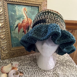 Seascape Wavy Brim Crochet Bucket Hat