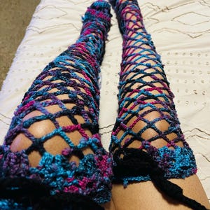 Crochet Pattern Thigh High Fishnet Socks