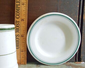 Vintage green stripe butter pat