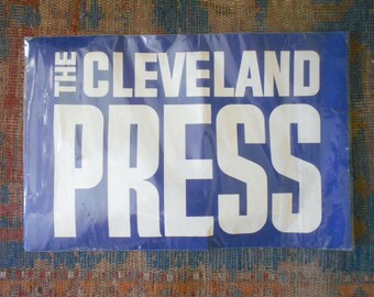 Vintage Cleveland Press newspaper sign reporter press box placard card CLE Ohio