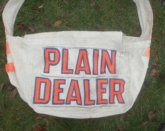 Vintage Cleveland Plain Dealer newspaper bag delivery sack canvas