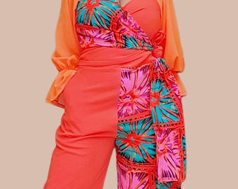 Ankara Wrap Jumpsuit: African Print Infinity Dress, Summer Fashion