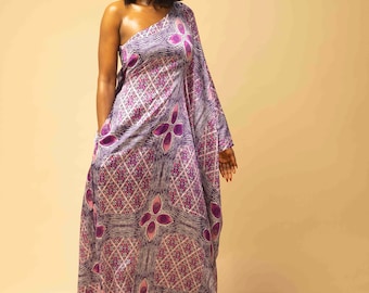 Nora Silk Ankara Kaftan Dress: Bold Monosleeve Maxi Bubu