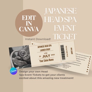 Bearbeitbares japanisches Head Spa Event Ticket