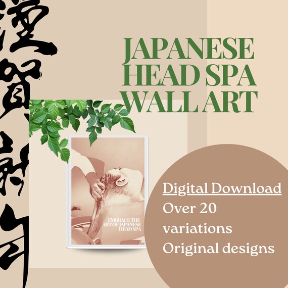 Japanese Head Spa Wall Art Digital Downloads EDITABLE