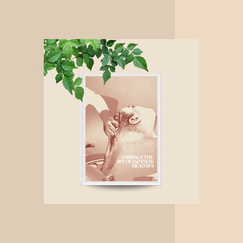May include: A close-up of a woman receiving a head spa treatment. The image is in sepia tone and the text reads "Embrace the art of Japanese Head Spa".