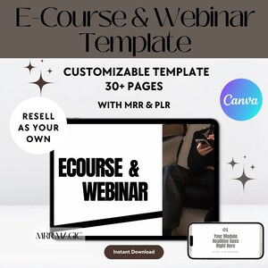 E-Course Webinar Template |Editable Canva Template|Faceless Marketing|Master Resell Rights|PLR|Digital Marketing|Passive Income|Done For You