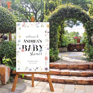 Baby Shower Welcome Sign, Baby in Bloom Sign, Wildflower Welcome Sign, Wildflower Baby Shower Sign Template, Baby Shower Wildflower Sign