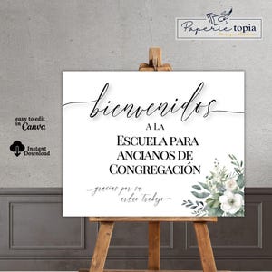 JW Escuela de Ancianos Cartel de bienvenida, JW Elders School Cartel de bienvenida español, Bienvenidos Escuela Ancianos Póster Canva Plantilla 30" x 24"