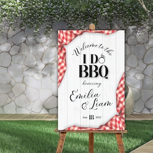 I Do BBQ Party Sign, I Do BBQ Engagement Welcome Poster, Printable Bbq Engagement Sign, Bbq Wedding Sign Canva Template, BBQ Reception Sign