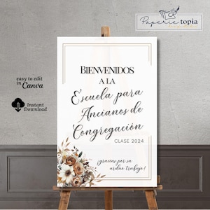 JW Escuela Ancianos Signo de Bienvenida, Autum JW Elders School Signo de Bienvenida Español, Boho Personalizado Bienvenidos Escuela Ancianos Plantilla de Signo