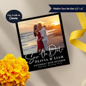 Save the Date Magnet Template, Modern Wedding Save the Date Template, Printable Save the Date Template, Custom Photo Save the Date Template