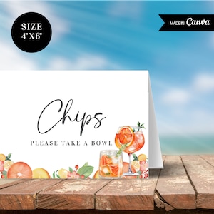 Aperol Spritz Theme Buffet Card Template, Printable Citrus Food Table Card, Spritz Food Cards, At First Spritz Table Decor Canva Template