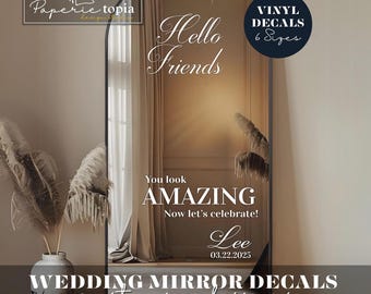 Wedding Mirror Decal: Custom Vinyl Lettering, Reception Decor