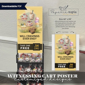 Cartel del carrito de testimonios de JW: ¿Alguna vez terminarán los antojos? (Descarga en PDF)